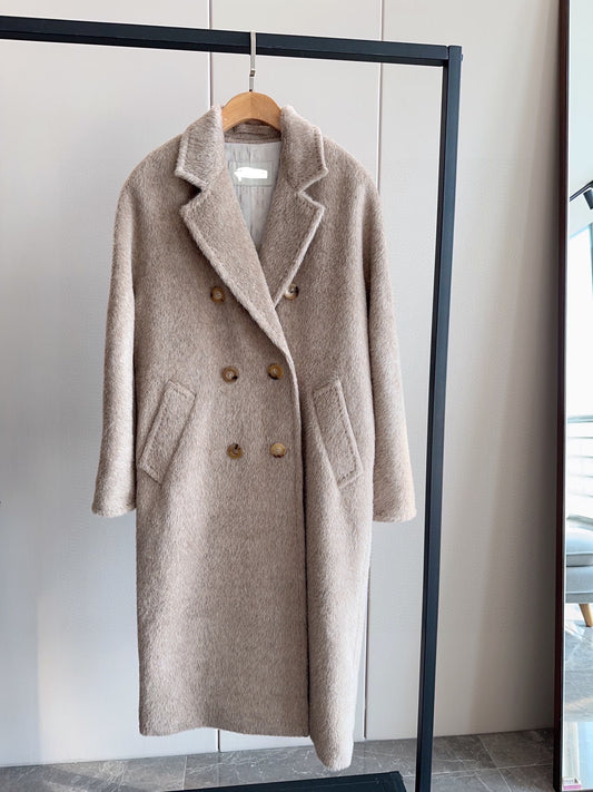 Alpaca & Wool Blend Coat 101801 | Iconic Double-Breasted Luxury Classic